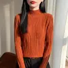 Suéter ajustado de manga larga, nuevo para otoño e invierno, de punto con cuello medio alto, base para mujer, a la moda