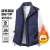 Chaleco de Algodón Grueso Cálido sin Mangas con Cuello Alto para Hombre de Negocios Casual