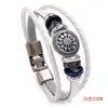 Pulseira de Couro Tecida à Mão Nova Mais Vendida Transfronteiriça Decoração de Anel de Liga Metálica Personalizado Criativo Pulseira Estilo Retrô