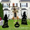 3 Decorações de Jardim de Bruxa Preta Grandes Halloween Estacas de Bruxa Silhueta Externa