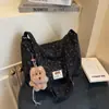 Bolso de Corduroy Tipo Bollo de Gran Capacidad Otoño e Invierno Estilo Coreano Simple Casual Versátil Bolso de Hombro Bolso Cruzado para Estudiantes para Niñas