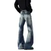 Jeans Lavados Estilo Retro Americano Bigotes de Gato para Hombre Sentido del Diseño Nicho Marca de Moda Pierna Recta Micro Campana Sueltos Desgastados Pantalones Largos
