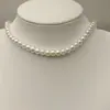 Colar Feminino Pérola Multicamadas Versátil Temperamento Doce Estilo Coreano Corrente de Clavícula Corrente de Suéter Acessórios Joias Atacado
