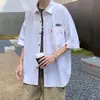 Camisa de Cor Sólida Masculina Verão Fina Estilo Coreano Tendência Estilo Universitário Bonita Camisa de Trabalho Estilo Hong Kong Versátil Solta Roupa de Fora
