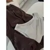 DestacadoRanzan 26 Principios de Otoño Estilo Nuevo Tencel Lana Cuello Henley Falso Dos Piezas Botones Cosidos a Mano Camiseta de Manga Larga