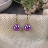 [14MM] Aretes de Cuentas de Plata Esterlina S925 púrpura oscuro para Mujer Coloridos Negro Oro Amarillo Rojo Blanco Perla Gancho para la Oreja Joyería