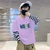 Camiseta Casual Divertida para Meninos Estilo Novo Primavera e Outono Estampa de Desenho Camisa Base Algodão Puro Respirável Manga Longa Camiseta Tendência