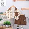Traje de Verano para Niños 1-3 Años Bebé Verano Camiseta de Oso Estampada de Manga Corta Conjunto de Dos Piezas para Niños