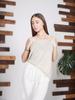 Camiseta de moda para mujer, estilo europeo y americano, informal, holgada, de talla grande, con cuello en V, sin mangas, de color liso, estilo gordito, talla M