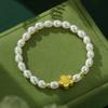 Pulsera de flor de durazno con perlas de agua dulce, diseño de nicho para mujer, pulsera nueva para niña 2023, regalo de cumpleaños para novia