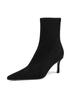 Botas negras ajustadas y elásticas para mujer, forradas con vellón, 2024, nuevas, de tubo medio, con tacón de aguja, puntiagudas y tacones altos ajustados.