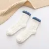 Meias Femininas de Cano Médio Outono e Inverno Forradas com Lã Espessadas Coral Fleece Meias para Confinamento e Dormir Meia de Toalha para Casa Chão Meias de Pelúcia para Mulheres