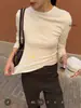 KITTIN Camiseta Básica Suave y Amigable con la Piel Elástica de Cuello Redondo y Manga Larga para Mujer, Corte Ajustado, Camiseta Base Adelgazante para Principios de Otoño