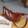 Bolsa Feminina Curtida Vegetal Moderna Versátil Nova Moda Verão Casual Ombro Transversal Couro Bovino Camada Superior Bolsa Dumpling Couro Macio