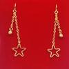 Pendientes de borlas de estrella de cinco puntas con cuentas redondas bañadas en oro y latón para mujer, joyería de boda de imitación de oro galvanizado, pendientes para niña