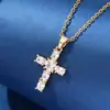 Colar Cruz de Pedras Preciosas Multicores Europeu e Americano com Zircônia Navete Incrustada, Design de Nicho, Acessório Moderno Hip-Hop para Melhores Amigos