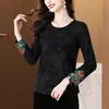 Garantía de Calidad Sin Bolitas Elegante Madre Otoño Nuevo Estilo Chino Estilo Nacional Jacquard Camiseta Nueva Capa Interior Camisa Base para Mujeres
