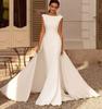 Vestido de Novia Cola de Pez Espalda Descubierta 2026 Nuevo Satén Estilo Francés Cola Pequeña Elegante Ajustado Vestido Blanco