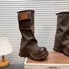 Botas de plataforma Melard, nueva colección primavera/verano para mujer, botines retro, botas de estilo británico bootcut, botas de motocicleta para aumentar la altura