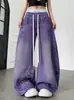 Calça Larga Estilo de Rua Americano com Estampa de Letras Degradê para Mulheres, Nova Calça Longa Casual Versátil Solta de Verão