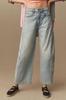 Jeans Lavados de Pierna Ancha Transfronterizos Europeos y Americanos Adelgazantes Versátiles de Cintura Alta Holgados Rectos para Mujer