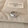 Anillo de Corazón con Esmalte Goteante Estilo Mismo que el Blogger Coreano Diseño Blanco Perlado Negro Zirconia Linda Incrustada Anillo para Dedo Índice
