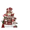 Producto Nuevo Transfronterizo 20 Piezas Bandeja Navideña de Capas Pan de Jengibre Navidad Granja de Invierno Árbol de Navidad Enano Alce Nieve