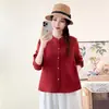 Moda Otoño 2026 Cardigan Bordado de Cuello Redondo a la Moda para Mujeres de Mediana Edad y Mayores, Camisa Casual de Manga Larga con Bolsillos