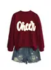 Carta de Torcida Moda Casual Outono e Inverno Feminina Manga Longa Amazon Ebay Solta Transfronteiriça Europeia e Americana Moletom Atacado