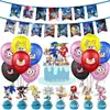 Decoración de Cumpleaños Temática de Sonic Suministros para el Lugar Set de Banderines Globo de Látex Pastel de Cumpleaños Inserto Grande Inserto Pequeño