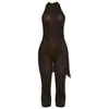 Estilo Europeo 2026 Otoño/Invierno Nuevo Venta al por Mayor Ropa para Mujer Mono Corto Sexy Estampado de Leopardo Halter con Lazos Espalda Descubierta Ajustado