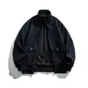Chaqueta de trabajo retro estilo japonés Rumeng, con botones, doble bolsillo, para hombre, otoño, corte holgado, cuello alto, prenda exterior casual