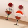 Sombrero de Navidad Nuevo Transfronterizo, Pendientes de Copa de Vino Tinto, Luces de Botella de Vino, Pendientes Colgantes Personalizados, Pendientes y Accesorios