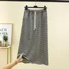 Falda de Diseño para Mujer Larga Rayas Blancas y Negras Cintura Alta Adelgazante Verano Casual Versátil