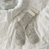 Calcetines Finos de Encaje con Lazo para Primavera y Verano para Mujer, Transpirables de Moda, Algodón Puro, Hasta la Pantorrilla, Calcetines Holgados