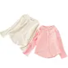 AINI Meninas Doce Virtude Lã Listrada Base Camiseta Primavera e Outono Infantil Infantil Manga Longa Camiseta Bebê Top