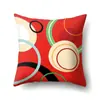 Funda de Almohada de Poliéster Coche Negro y Rojo Decoración de Líneas Circulares Geométricas Funda de Almohada Impresa para el Hogar Cojín para Cabecera QTA24