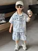Conjunto de Verano para Niños 2026 Nuevo Estilo Coreano Camisa Fresca de Manga Corta Conjunto de Dos Piezas para Niños Ropa Delgada
