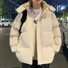 Chaqueta de algodón de alta calidad, con forro polar, cálida, con capucha, talla grande, para hombre, con cuello alto, engrosada para actividades al aire libre, adecuada para parejas y diseñada para senderismo.