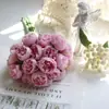 Simulação 27 cabeças buquê rosa chá buquê de peônia flores artificiais auditório de casamento buquê de segurar decoração de casa adereços de fotografia