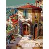 Pintura al óleo estilo europeo de un pueblo junto al lago, Pintura de diamantes con cobertura total de diamantes, Nueva escena callejera vintage para decoración de sala de estar, Fábrica de punto de cruz con diamantes