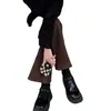 Pantalones Marrones de Nueve Puntos para Mujer 2024 Nuevo Otoño e Invierno Cintura Alta Efecto Adelgazante Piernas Largas y Delgadas Elásticos Bootcut Jeans