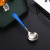 Cuchara de Celebridad de Internet Acero Inoxidable 304 Cabeza Redonda Estilo Coreano Linda Cuchara para Postre y Fruta Mango Corto Cuchara para Sopa Infantil