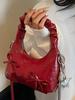 2025 Verano Nuevo Bolso de Axila con Lazo para Mujer Casual para Ir al Trabajo Nicho Plisado Bolso Nube Bolso Dumpling