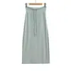 8654-25 Nuevo Estilo Otoño Estilo Europeo y Americano Cordón Sexy Cintura Baja Perezoso Caído Elegante Casual Falda Larga
