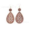 Amazon europeo y americano transfronterizo Huecos de moda pendientes de gota de agua estilo bohemio corte de viruta de madera pendientes de alta calidad