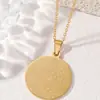 Popular Joyería Transfronteriza para Hombres y Mujeres, Personalidad de Nicho Retro Versátil Acero de Titanio Redondo Grabado Collar con Colgante de Moneda Mantra Shurangama