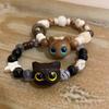 Linda Pulsera de Cuentas de Gato de Ojos Grandes, Diseño de Nicho Trendy, Pulsera de la Amistad Versátil y a la Moda para Mujeres, Hecha a Mano