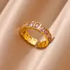 Anel Geométrico Colorido de Zircônia Venda Quente Transfronteiriça Ouro Personalidade Feminina Simples Leve Luxo Anel de Alta Qualidade Atacado