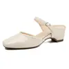 Calidad de Alta Gama Primavera/Verano 2026 Nuevo Clásico Charol Lentejuelas Brillantes Tacón Grueso Zapatos de Tacón Alto Sandalias Caladas de Punta Cerrada para Mujer